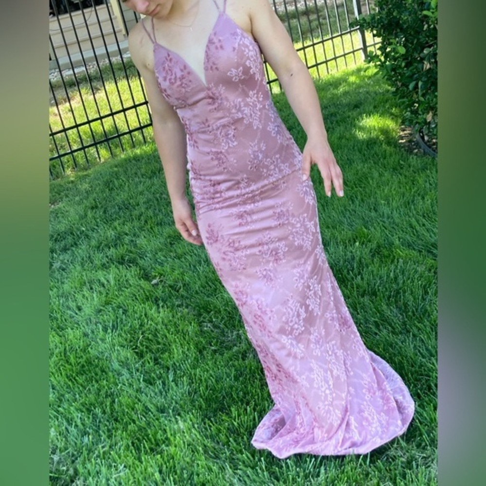 Blush Pink Vintage Style Floral Lace Prom Dress, Size small, Windsor - Picture 6 of 16